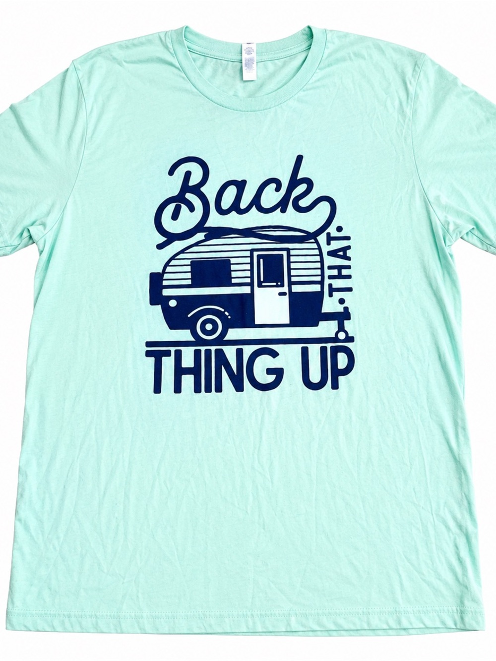 Bella Canvas Mint Short Sleeve Tee with Navy Camper Graphic